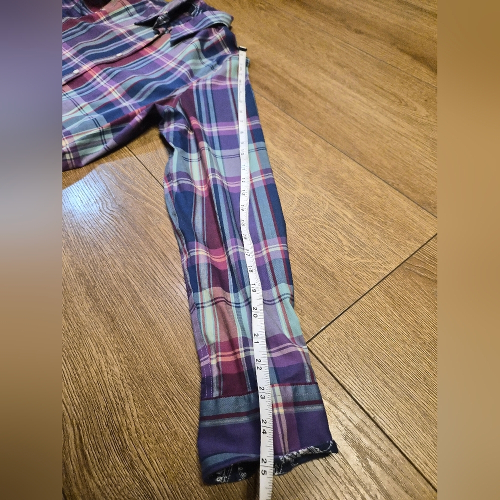 [LIKE NEW] CHAPS Blue and Purple Plaid Button Down Shirt Womens Large - Picture 9 of 10